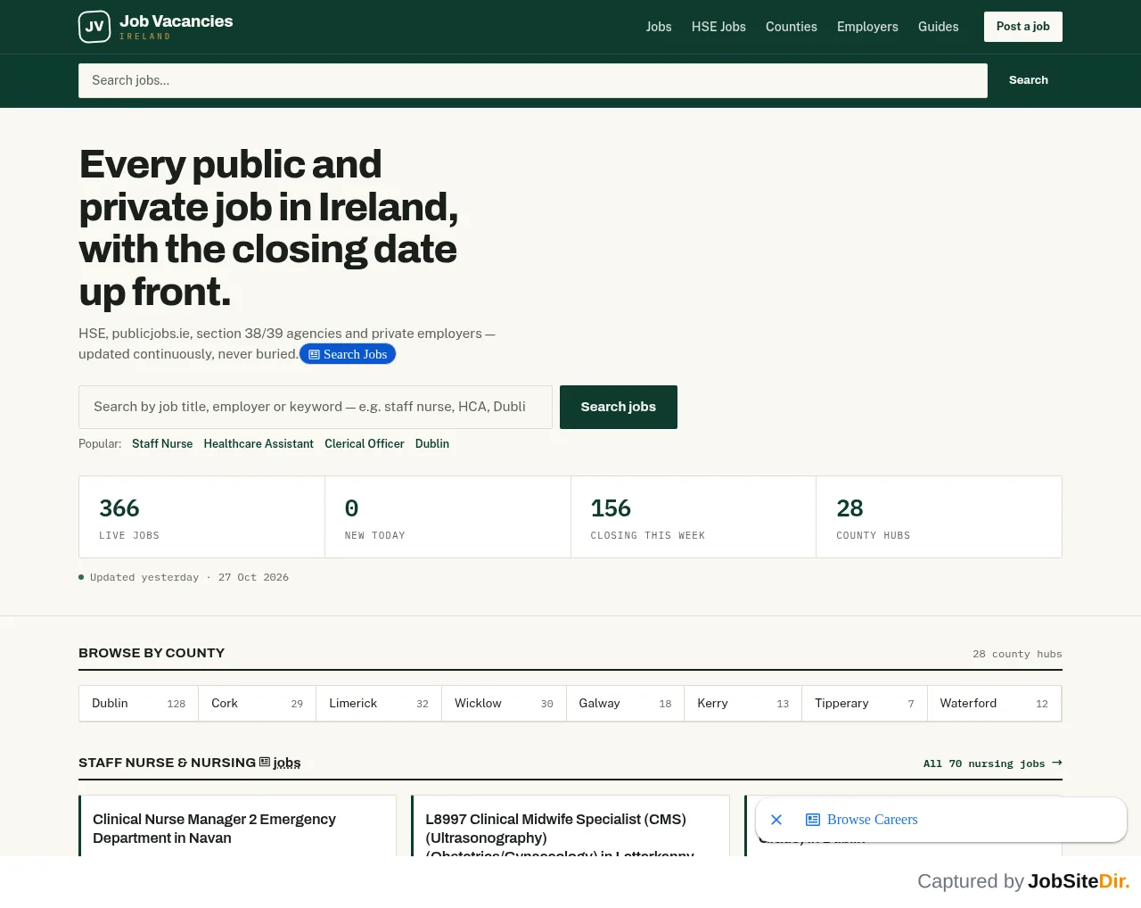 Job Vacancies Ireland website screenshot
