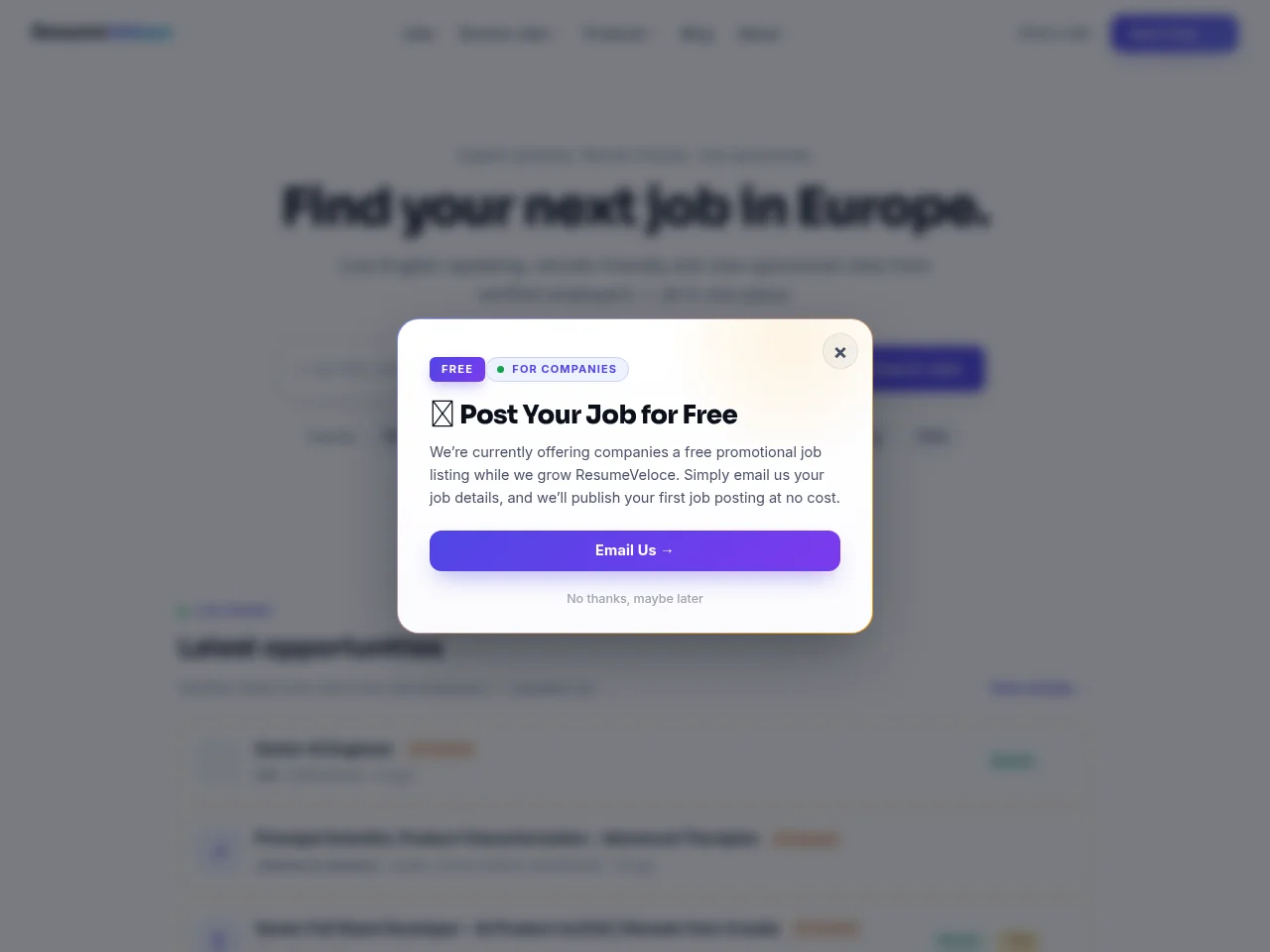 Resume Veloce screenshot Resume Veloce website screenshot
