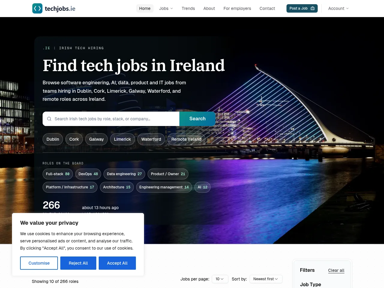 TechJobs website screenshot
