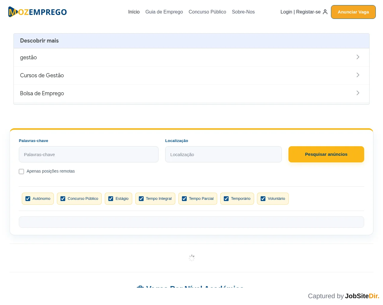 MozEmprego website screenshot