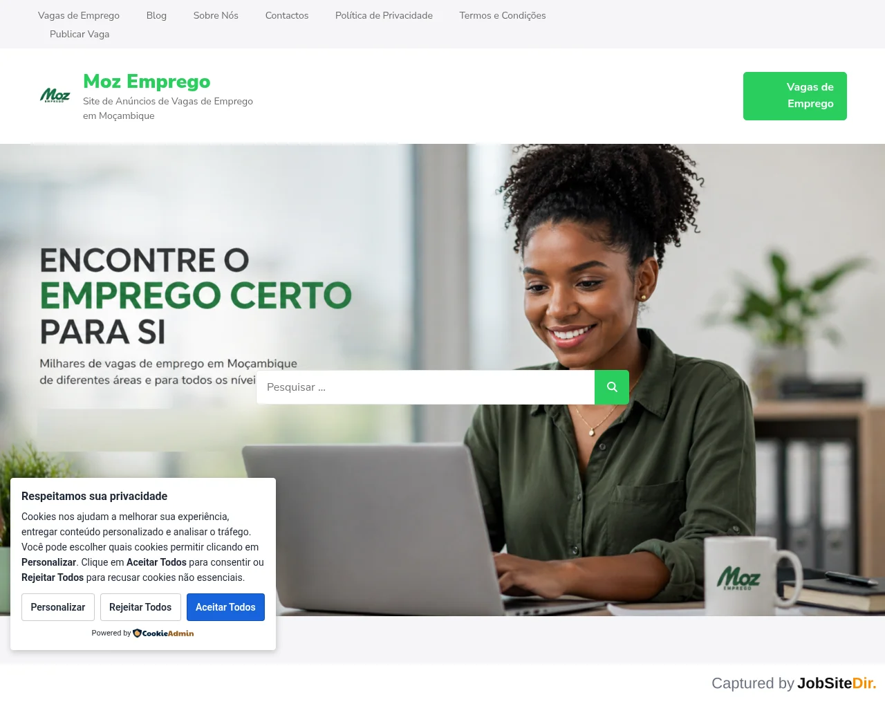Moz Emprego website screenshot