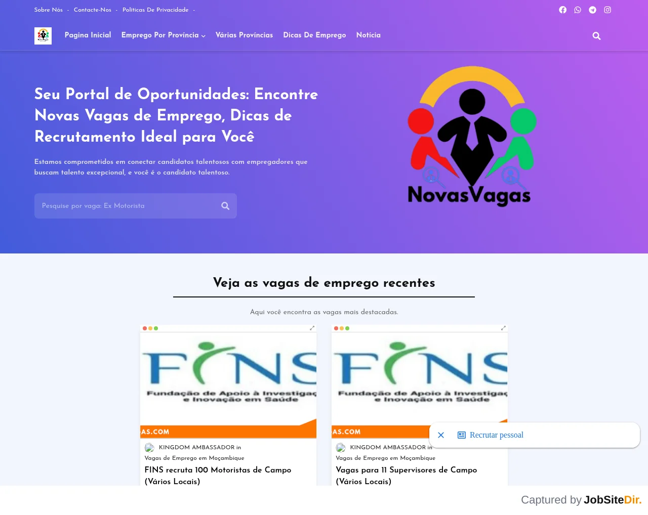 NovasVagas screenshot NovasVagas website screenshot