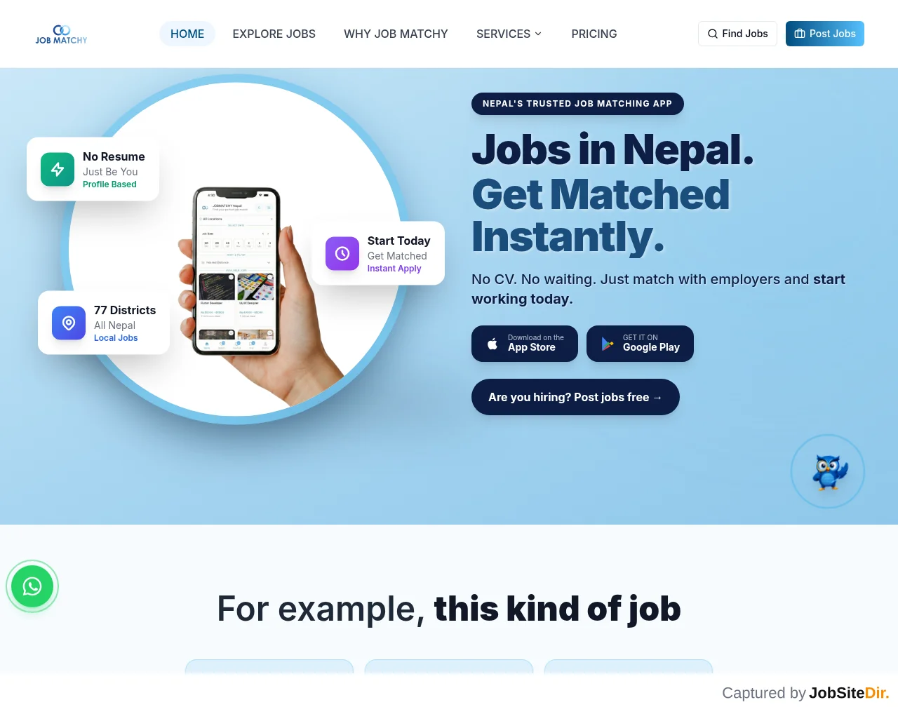 JOB MATCHY Nepal website screenshot