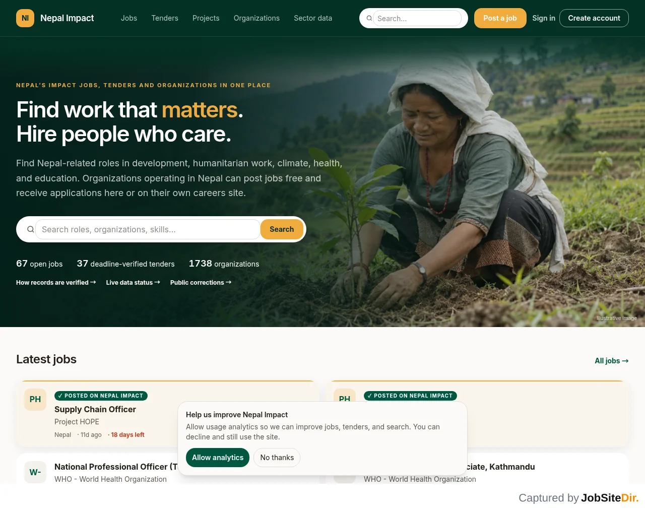 Nepal Impact website screenshot