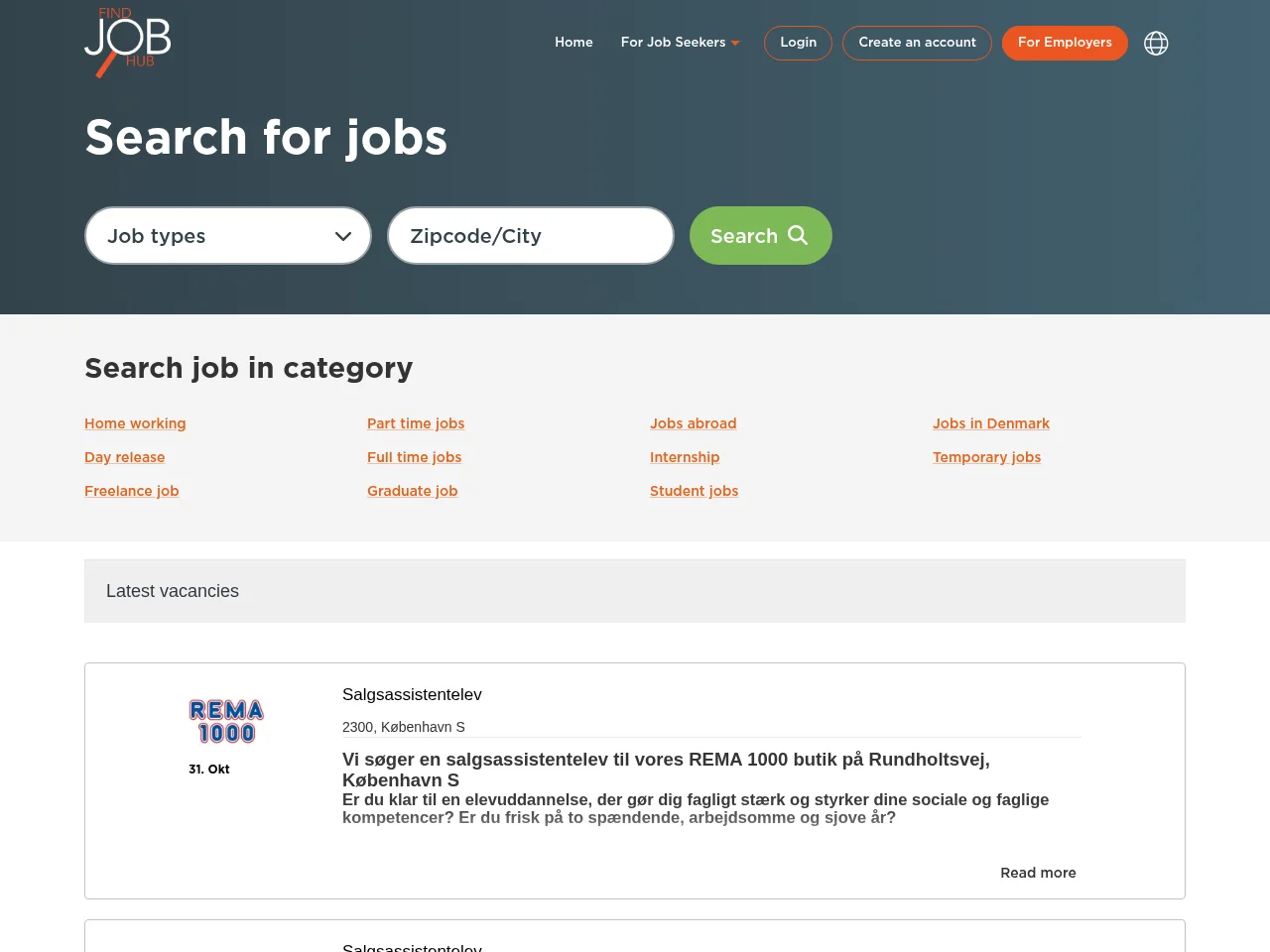 Find Job Hub website screenshot