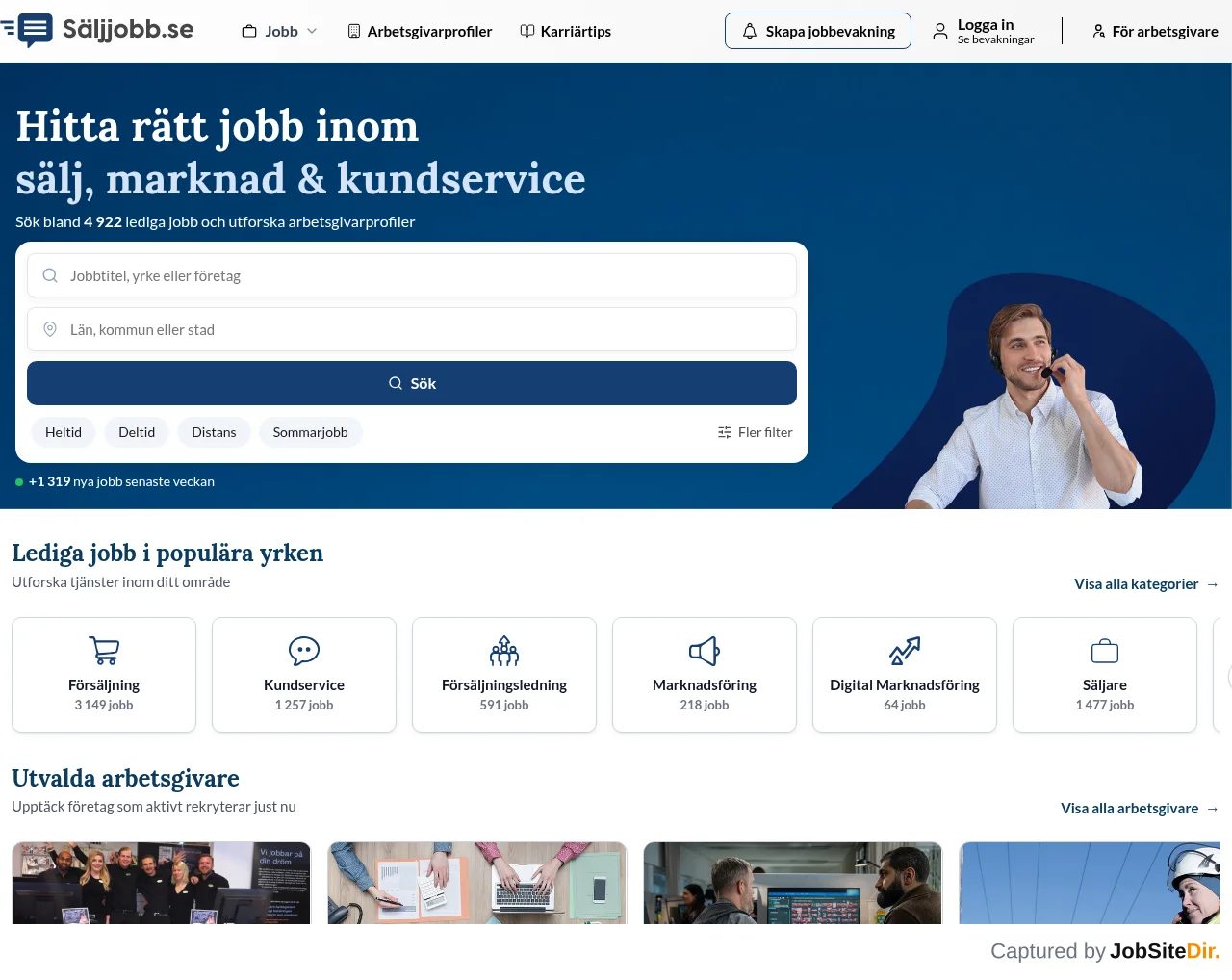 Säljjobb screenshot Säljjobb website screenshot