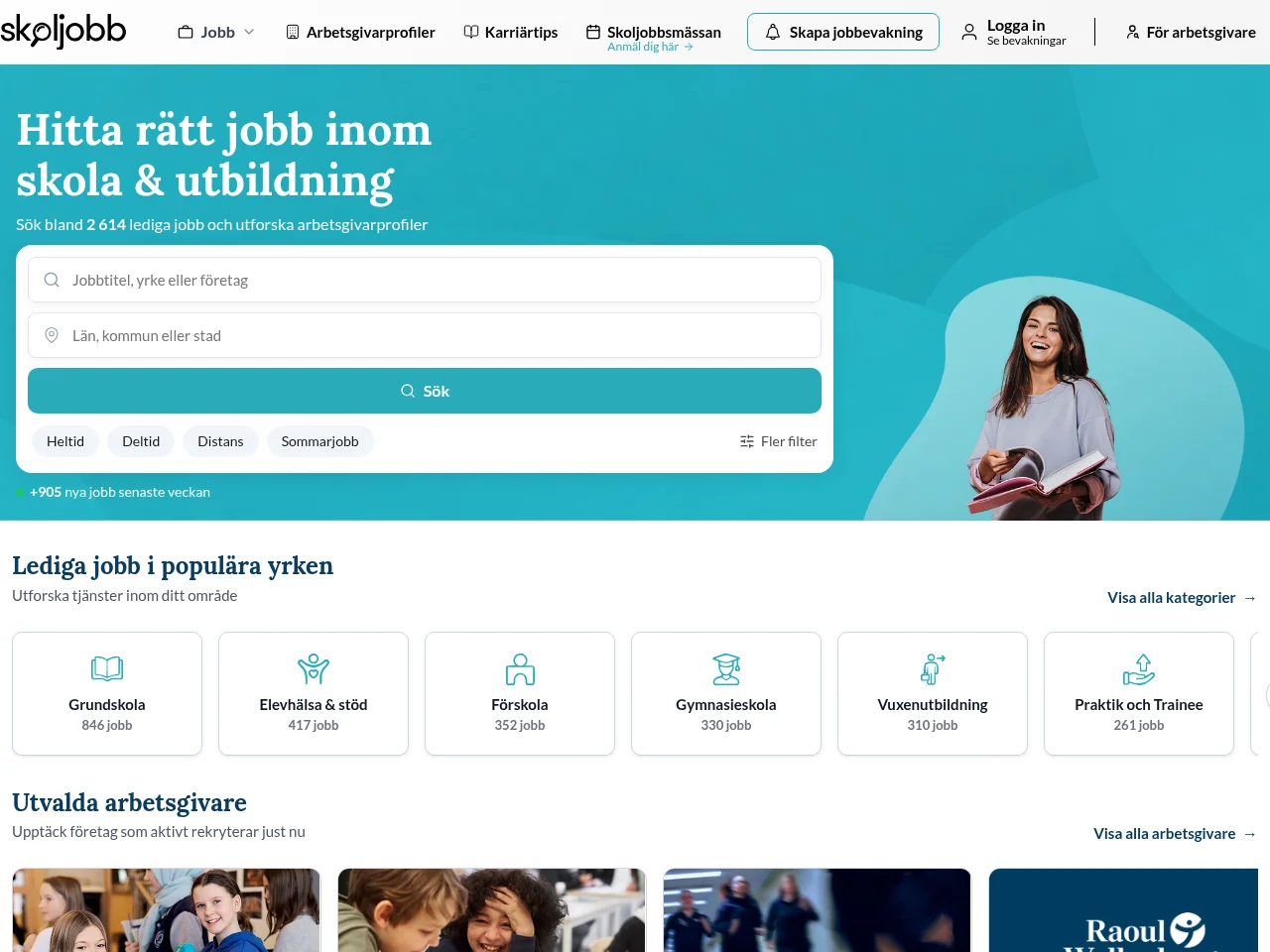Skoljobb website screenshot