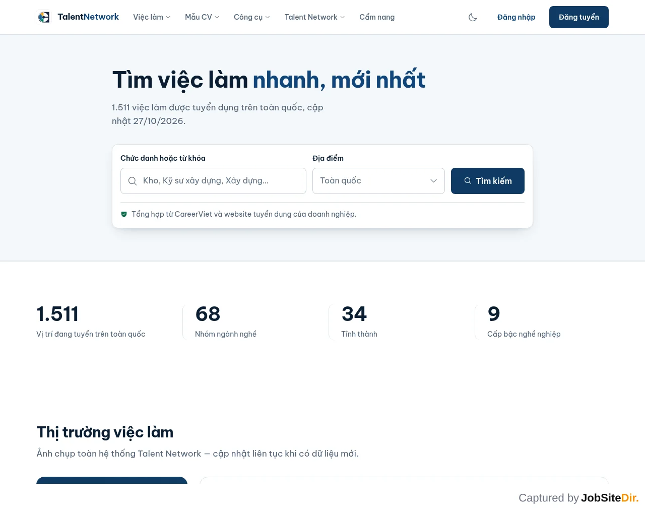 Talent Network website screenshot