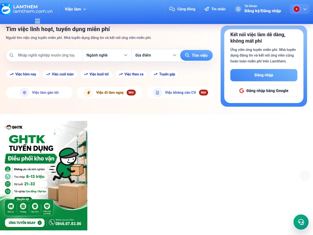 LÀM THÊM website screenshot