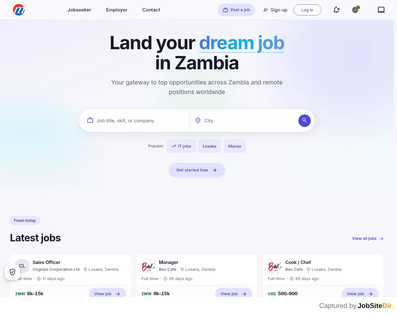 Mustakbil Zambia website screenshot