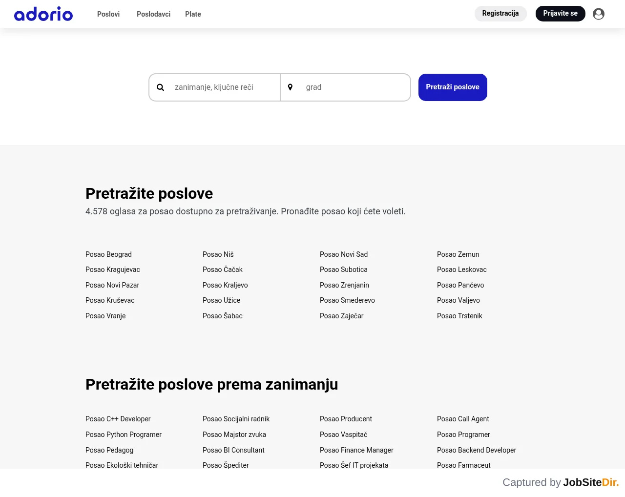 Adorio website screenshot