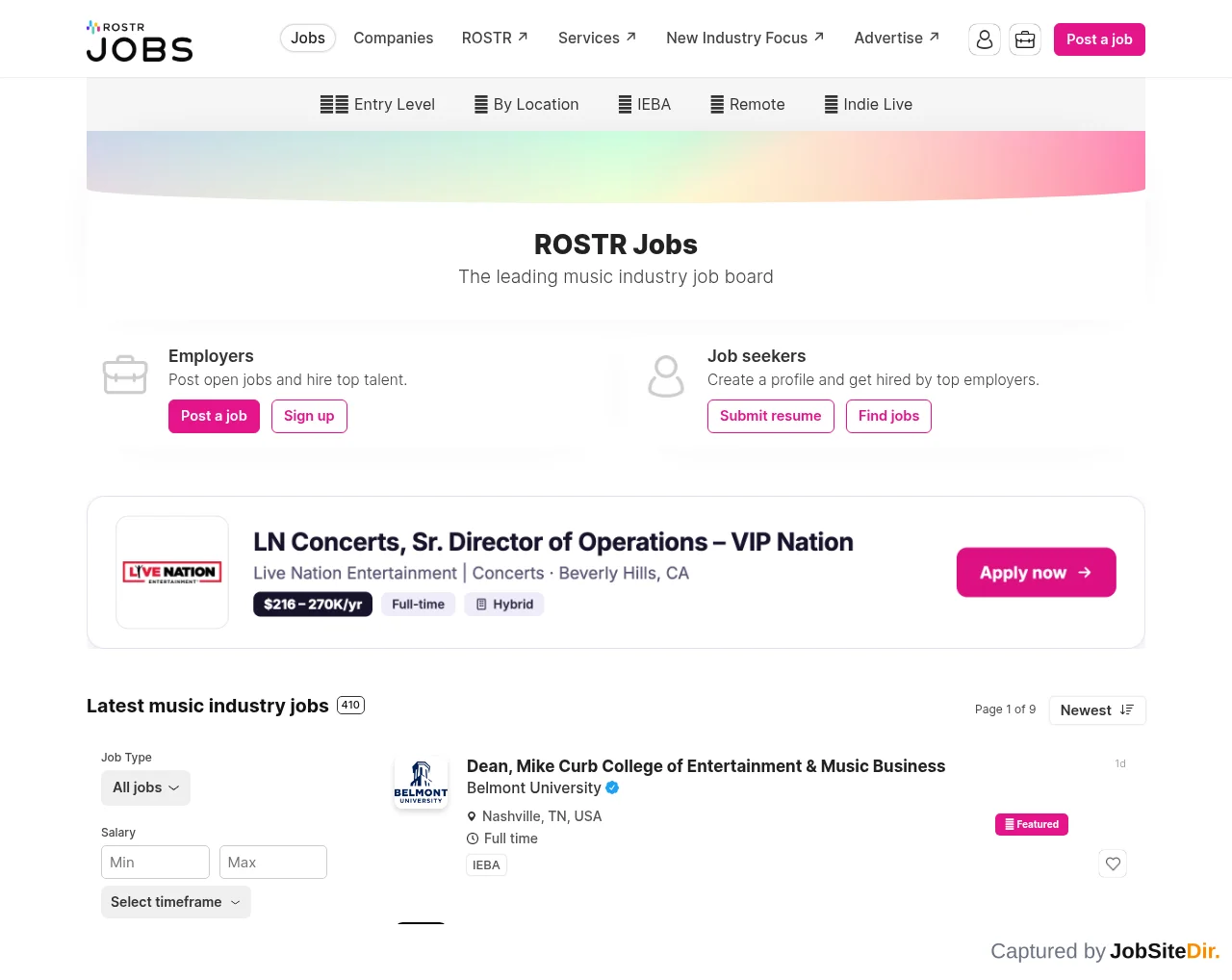 ROSTR Jobs website screenshot