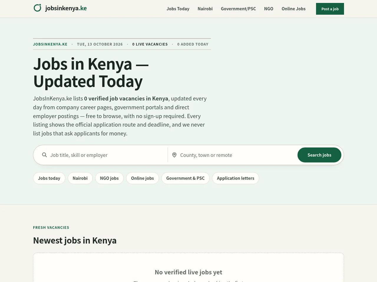 JobsInKenya screenshot JobsInKenya website screenshot