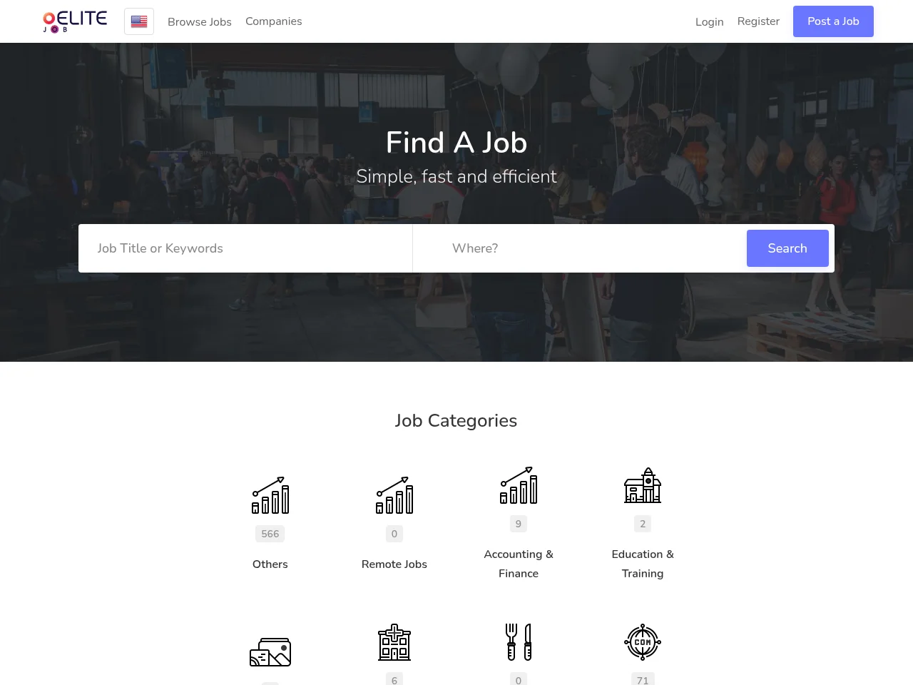 The EliteJob website screenshot