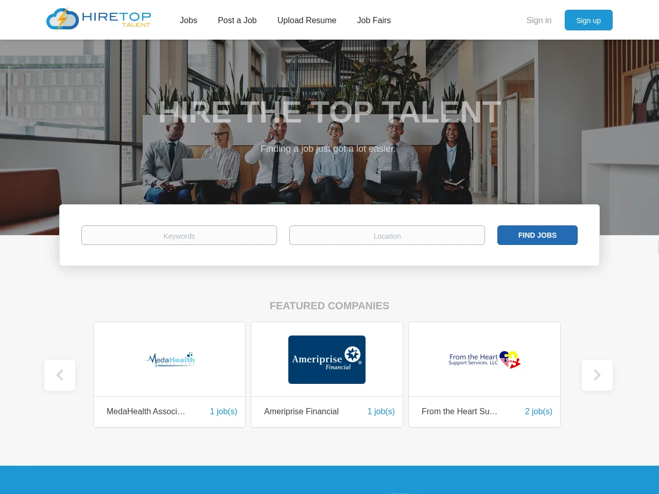 Hire Top Talent screenshot Hire Top Talent website screenshot