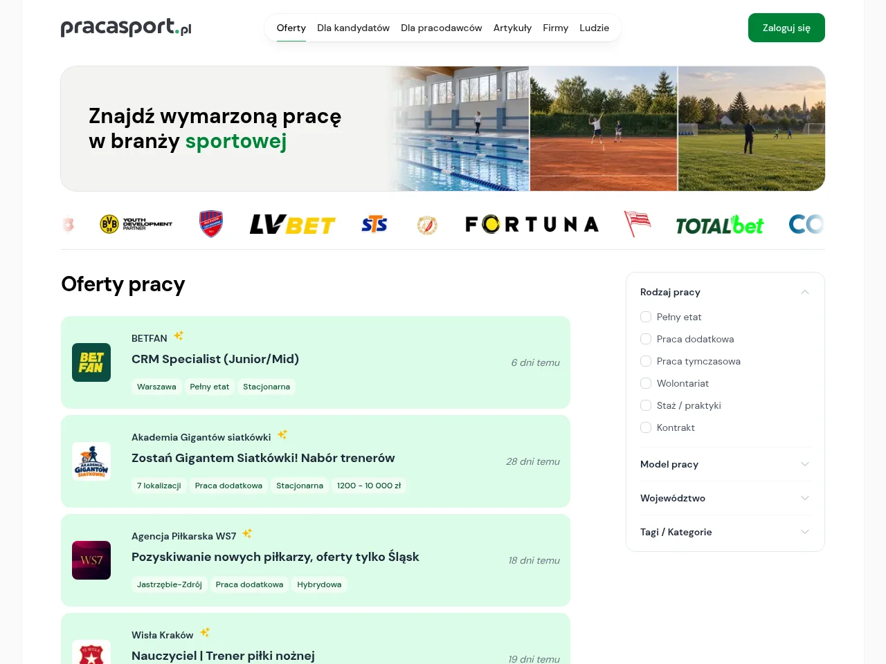 PracaSport website screenshot