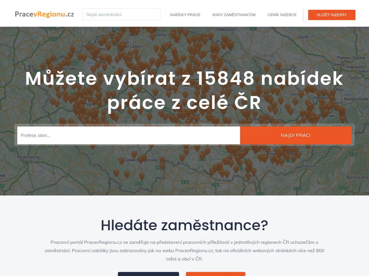PracevRegionu website screenshot