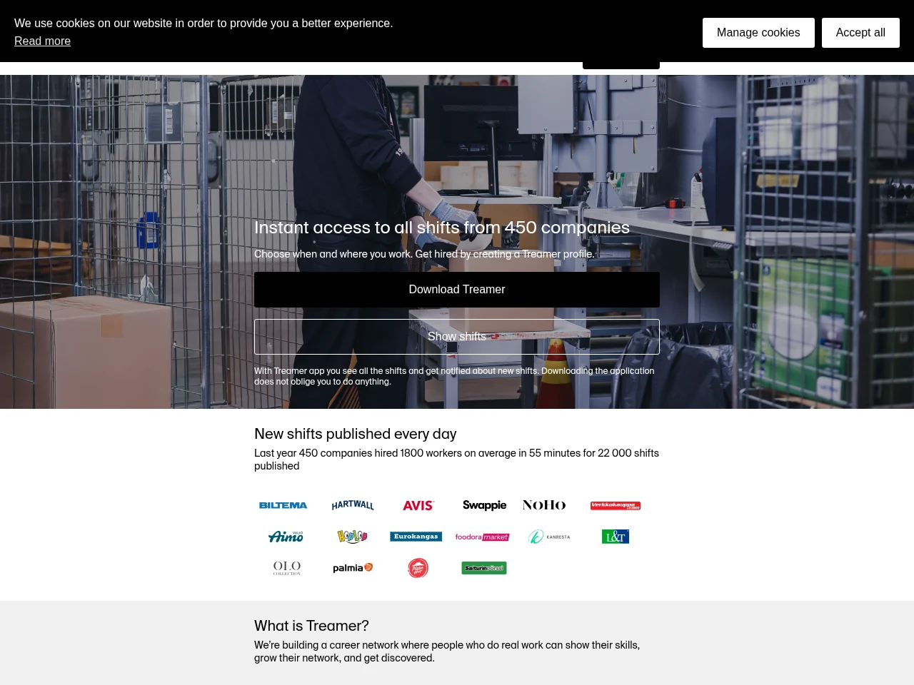 Treamer website screenshot