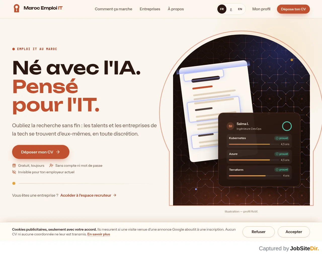 Maroc Emploi IT website screenshot