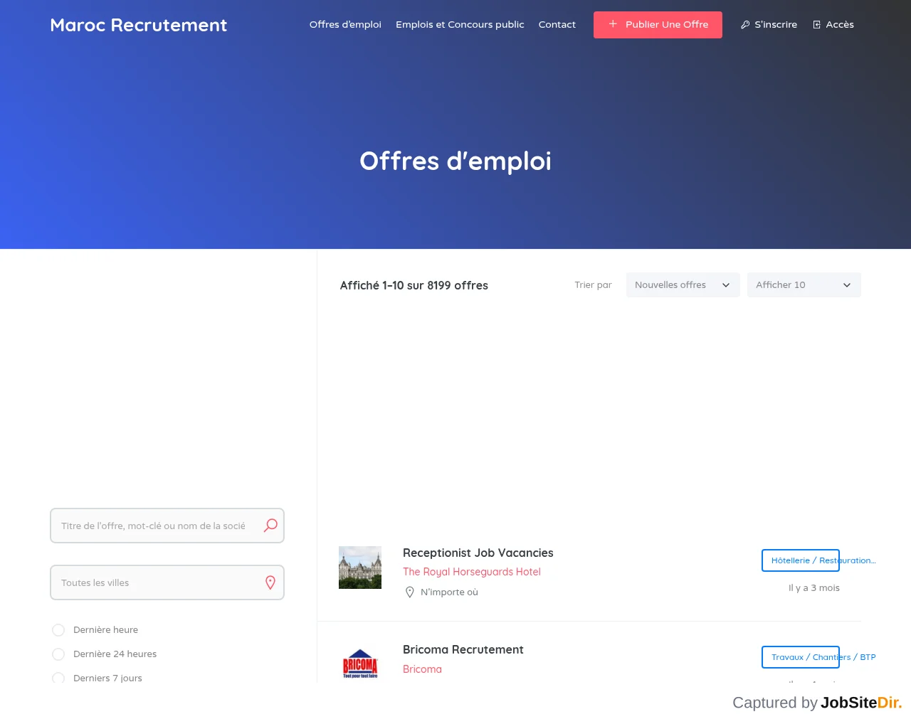 Maroc Recrutement website screenshot