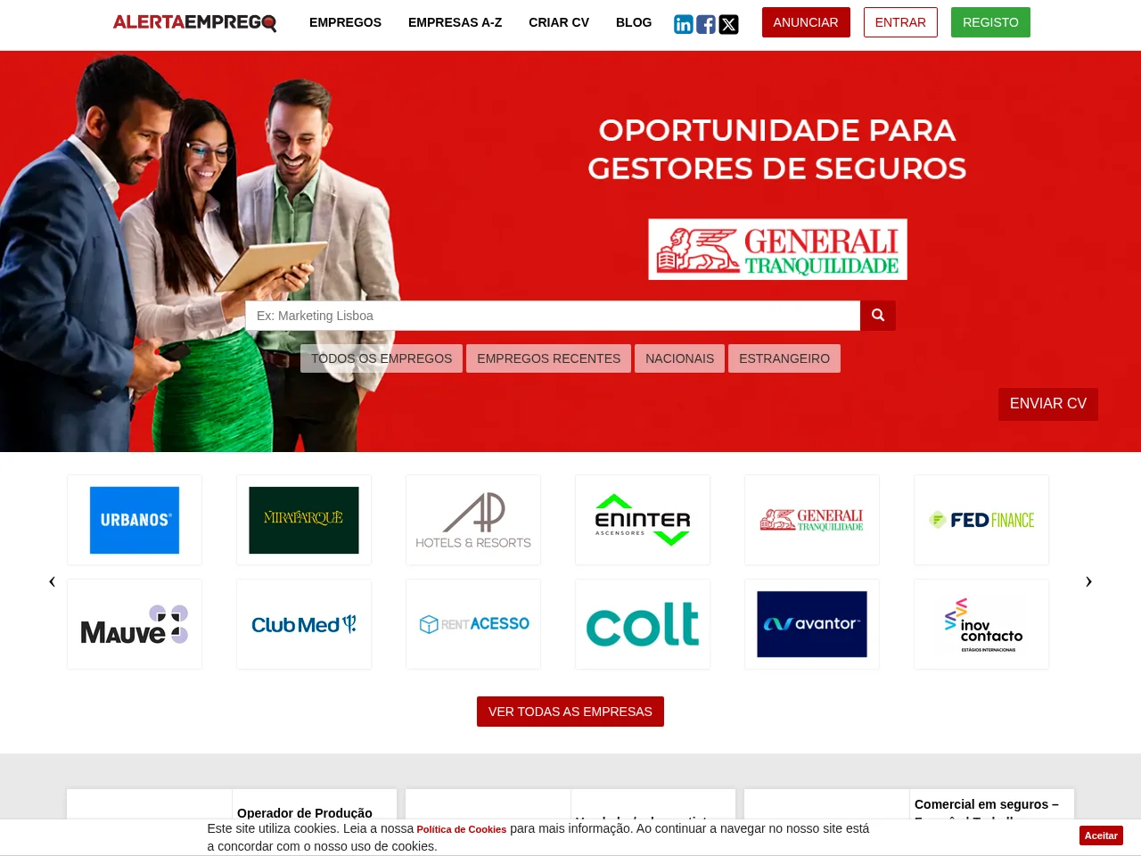 Alerta Emprego website screenshot