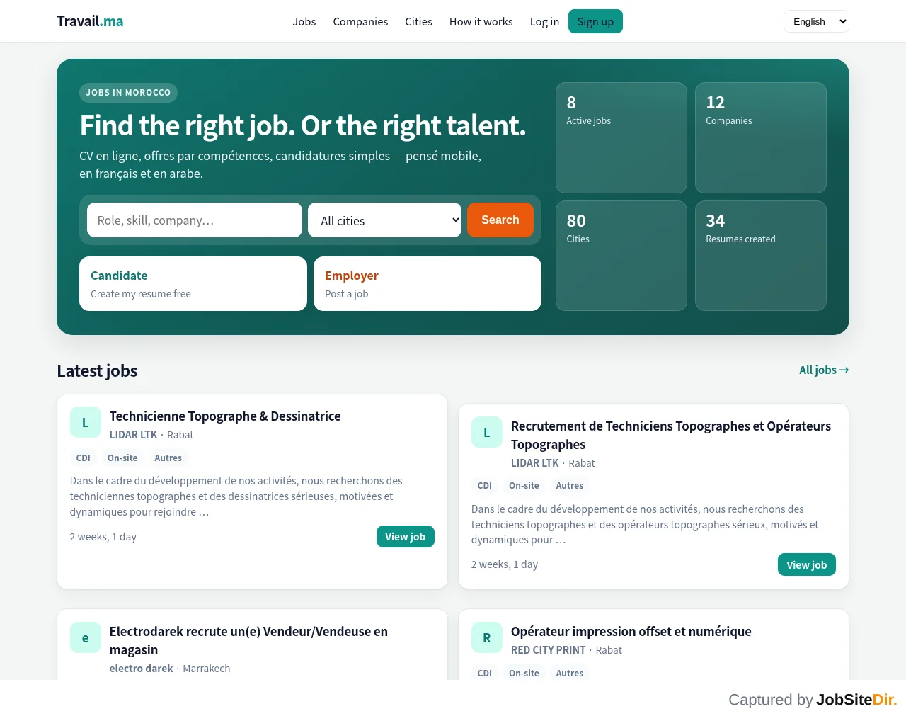 Travail screenshot Travail website screenshot