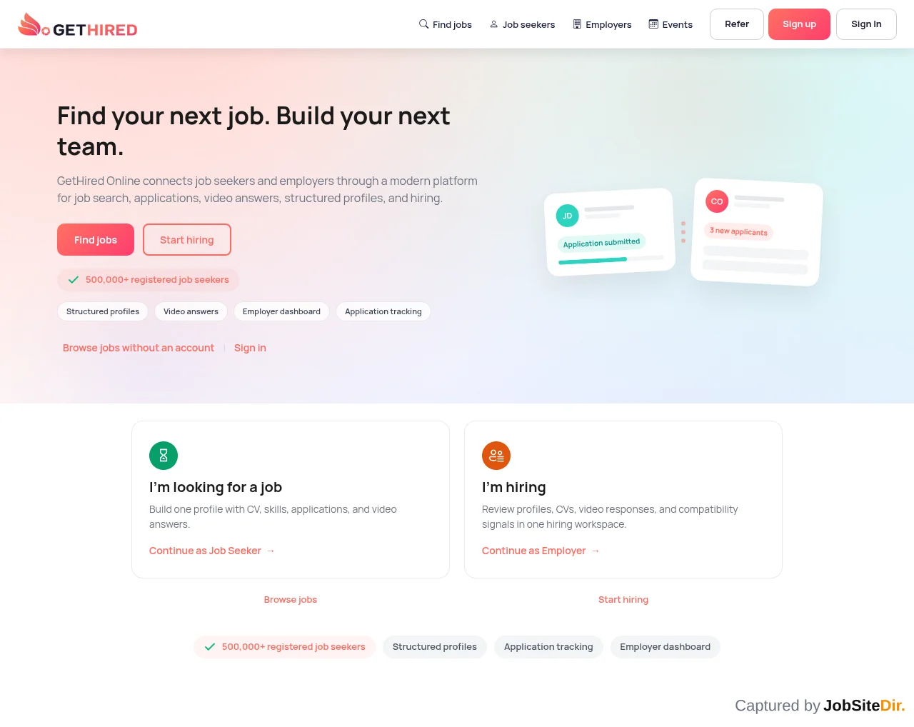 GetHired Online screenshot GetHired Online website screenshot