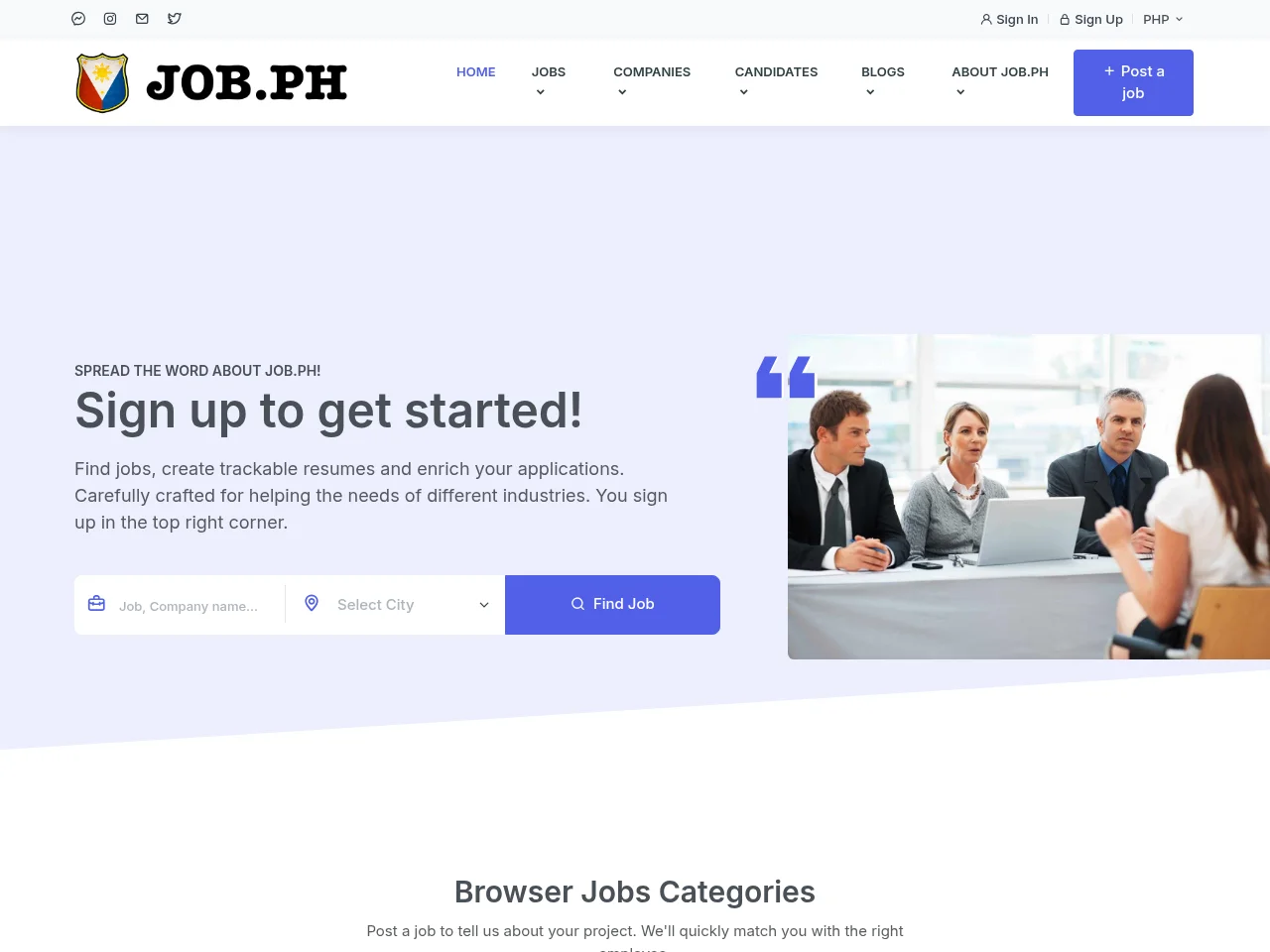JOB website screenshot