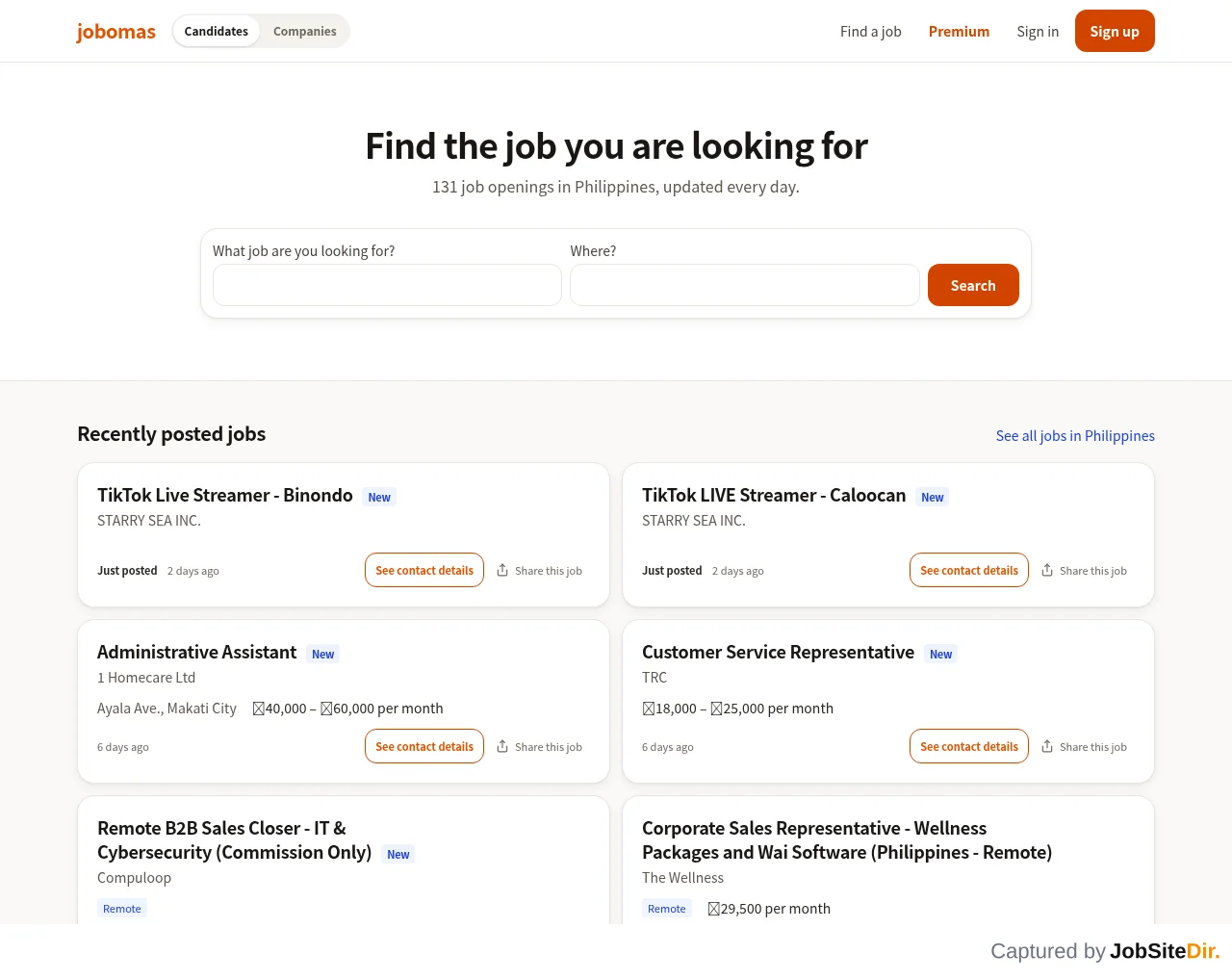 Jobomas PH website screenshot