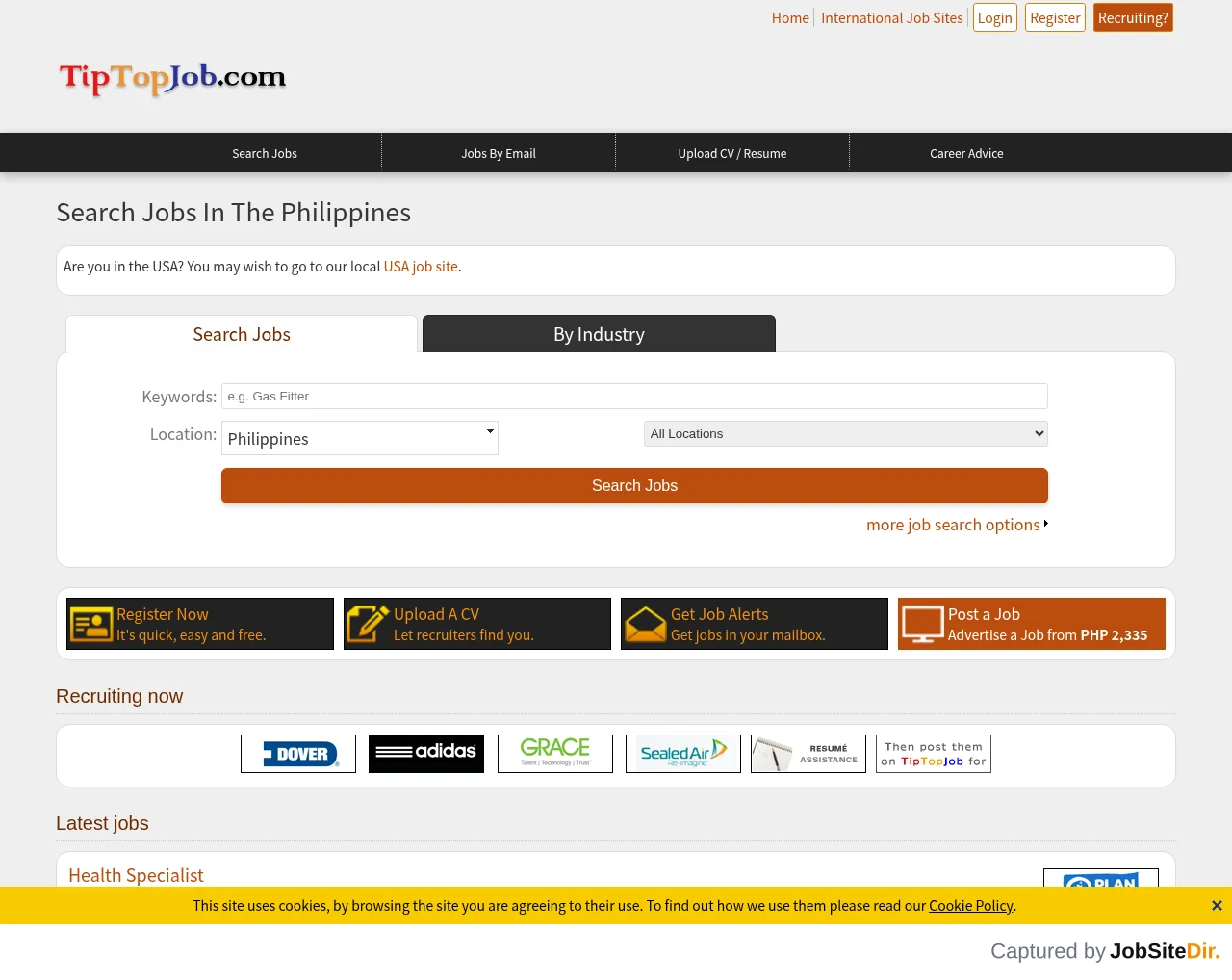 Tip Top Job Philippines website screenshot