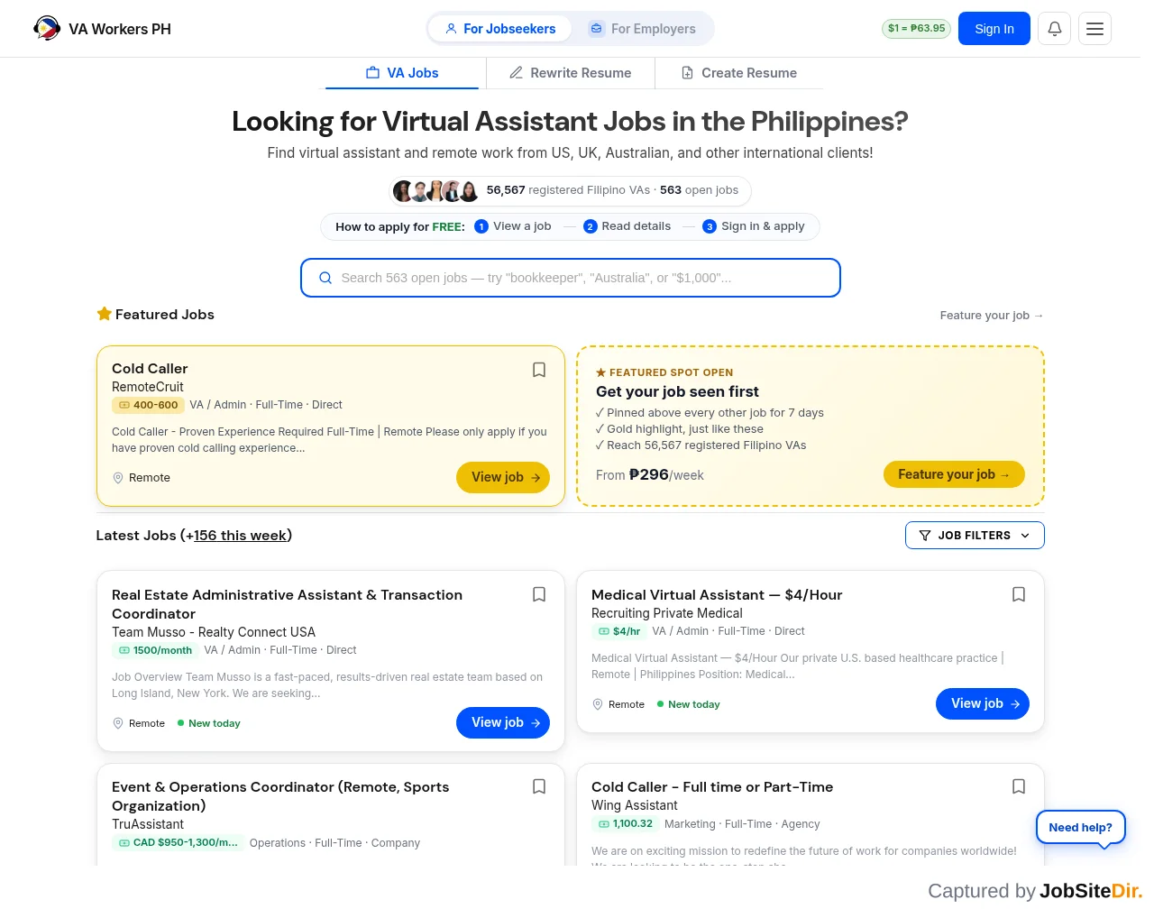 VA Workers PH website screenshot