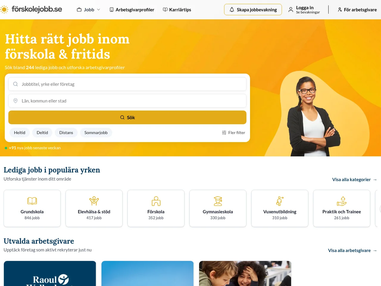 Förskolejobb website screenshot