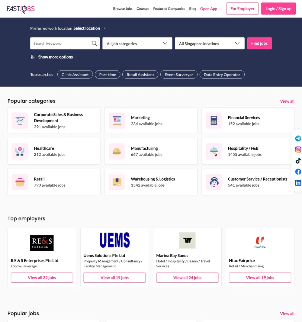 FastJobs Singapore screenshot FastJobs Singapore website screenshot