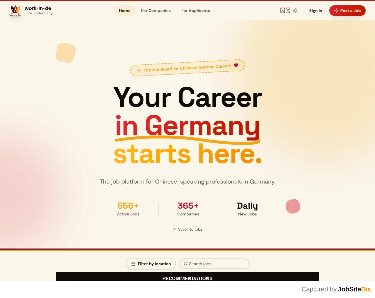 Work-in-de website screenshot