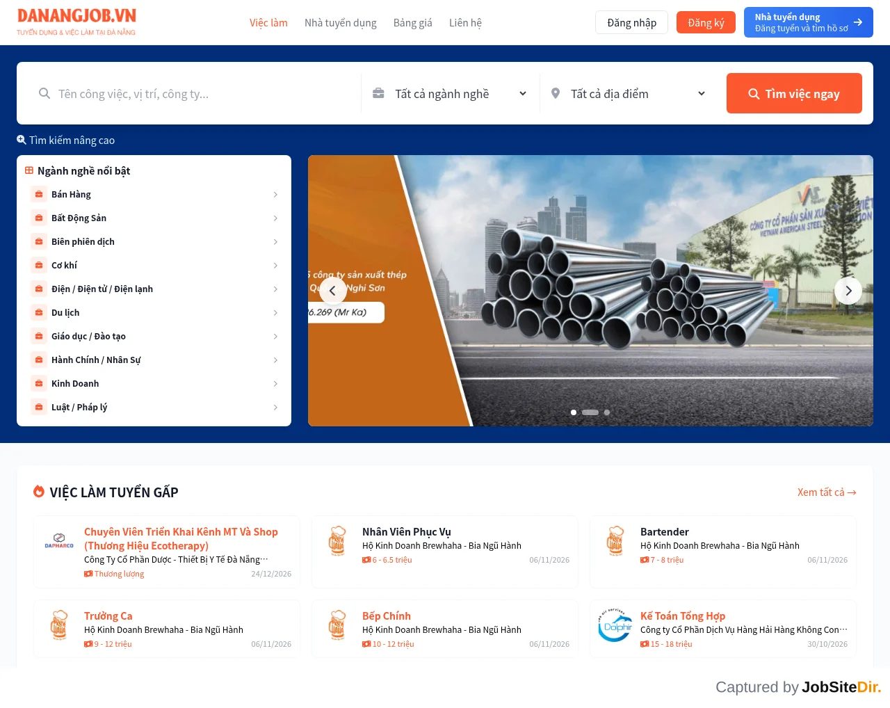 Danangjob website screenshot