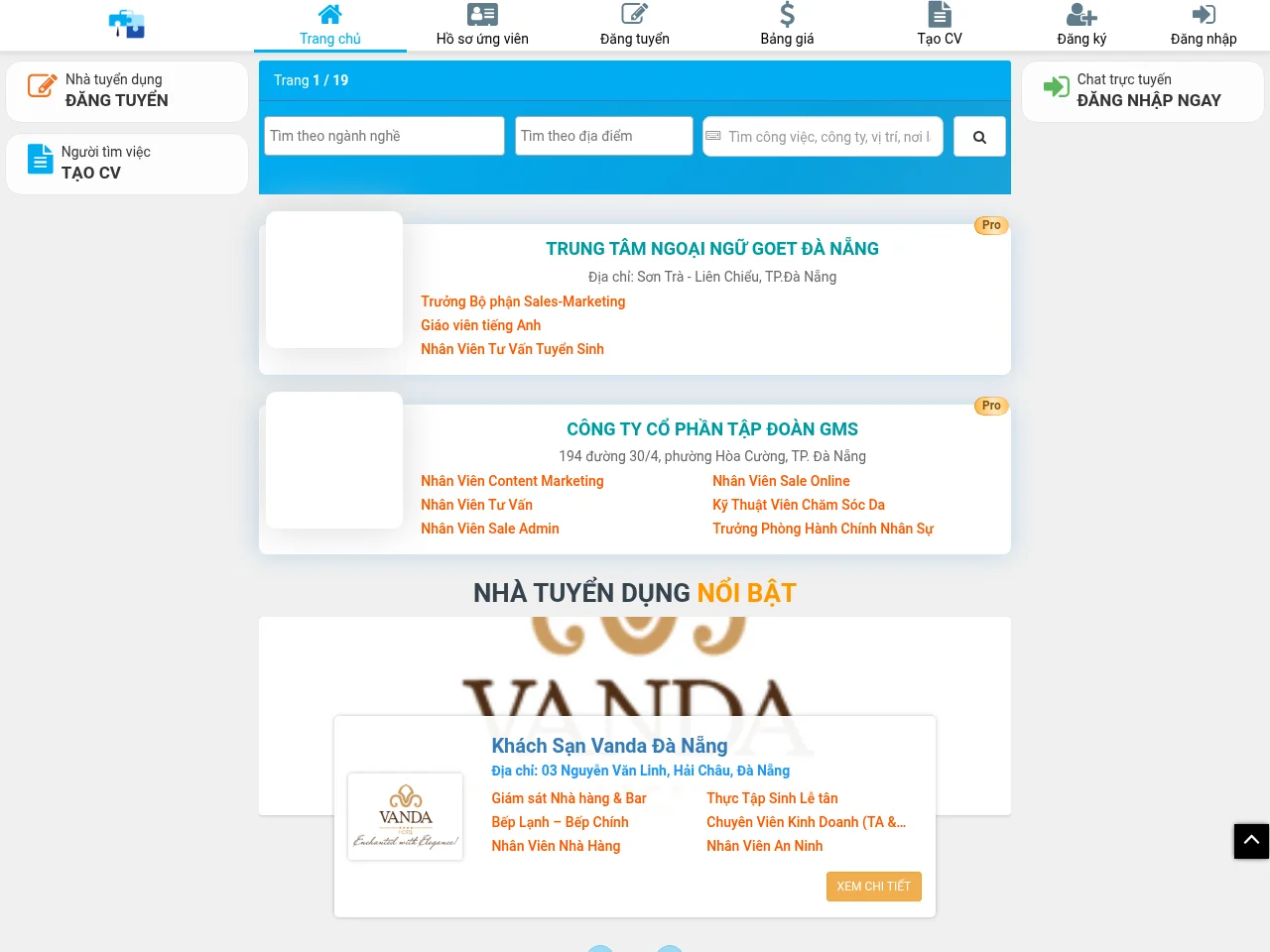 Sàn Việc Làm Đà Nẵng screenshot Sàn Việc Làm Đà Nẵng website screenshot
