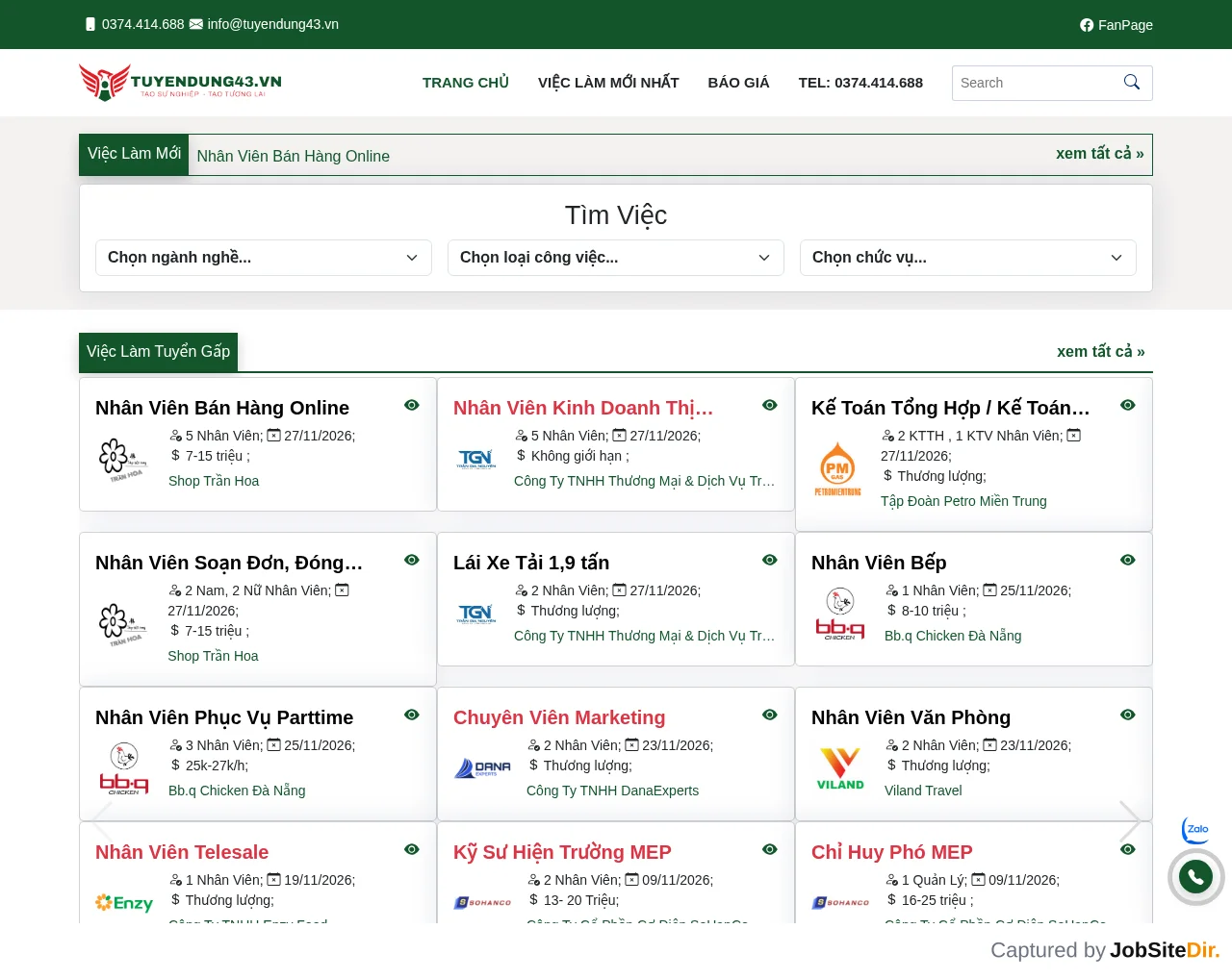 Tuyển Dụng 43 screenshot Tuyển Dụng 43 website screenshot