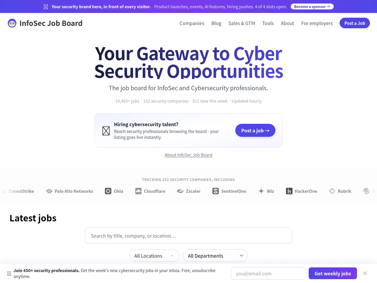 InfoSec Job Board website screenshot