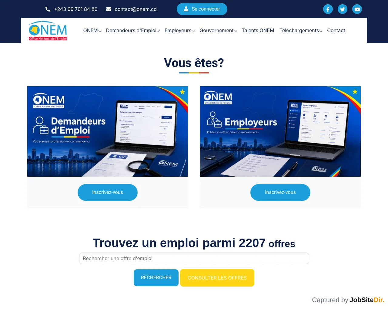 ONEM website screenshot