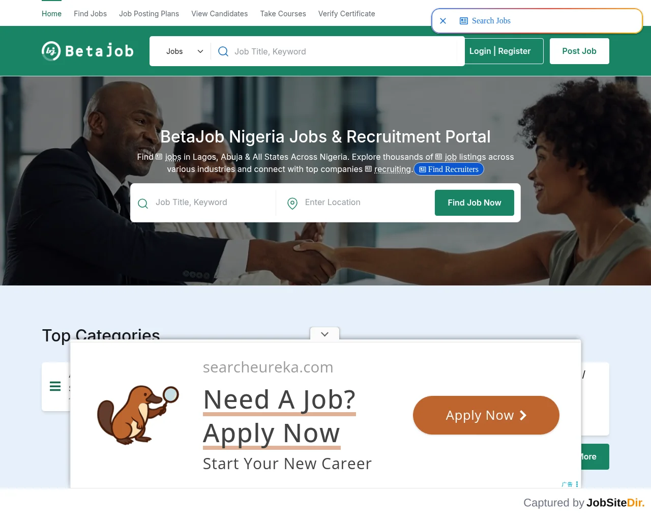 BetaJob Nigeria website screenshot