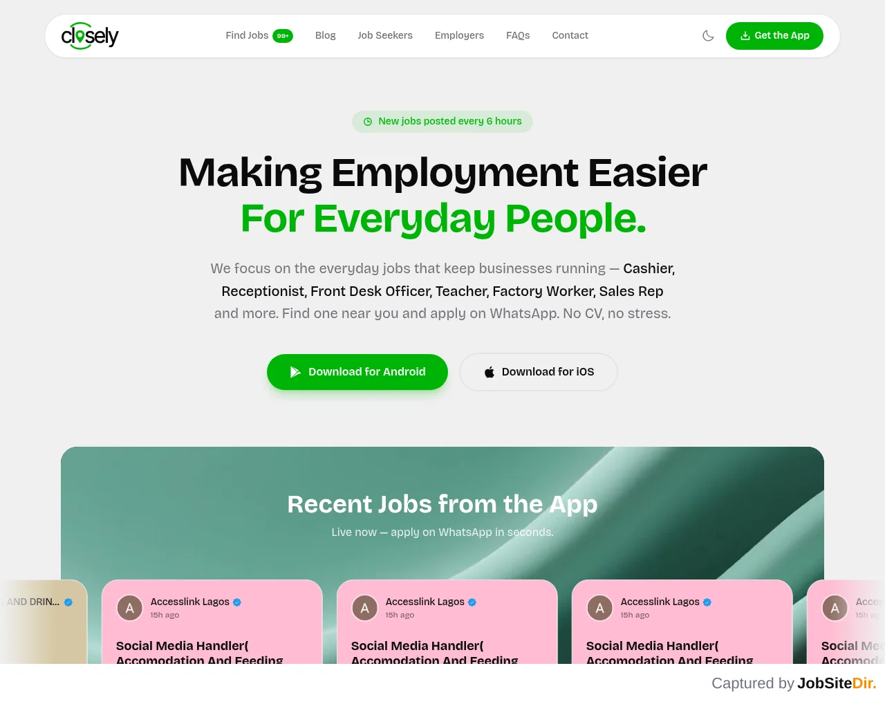 Closely website screenshot