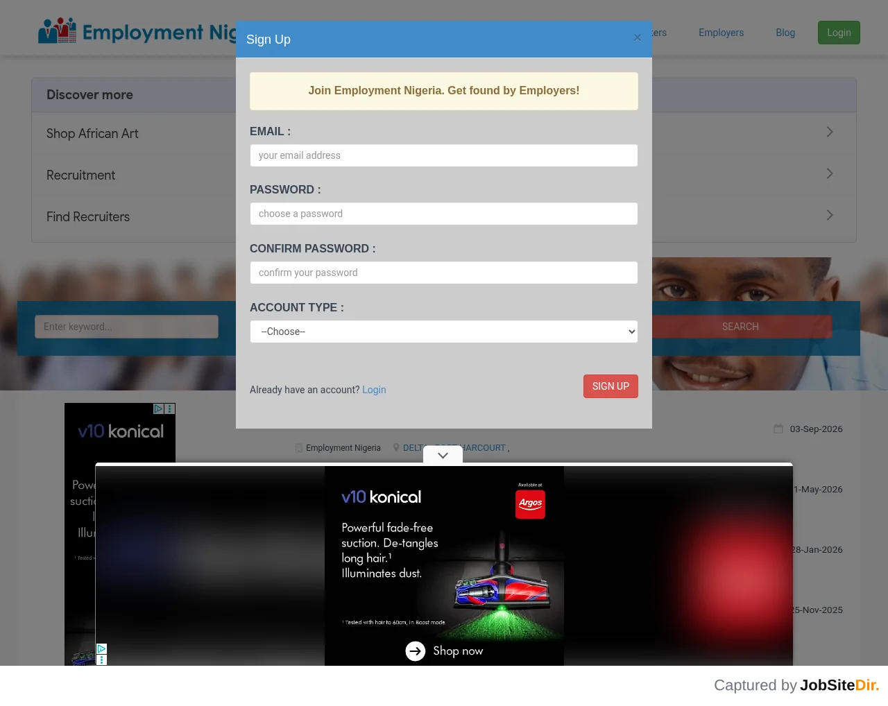 Employment Nigeria screenshot Employment Nigeria website screenshot