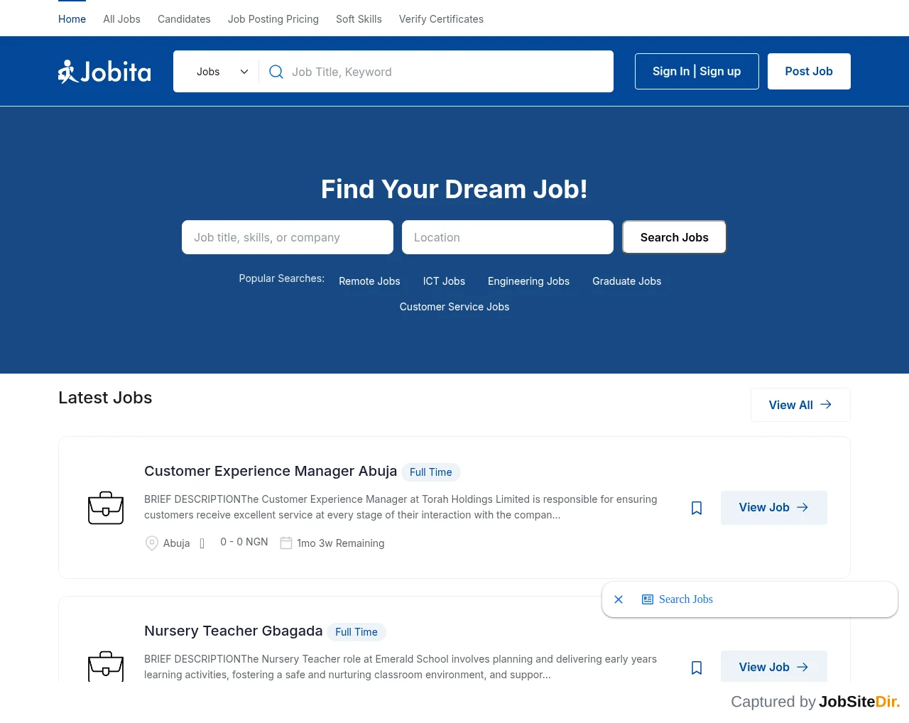 Jobita Nigeria screenshot Jobita Nigeria website screenshot