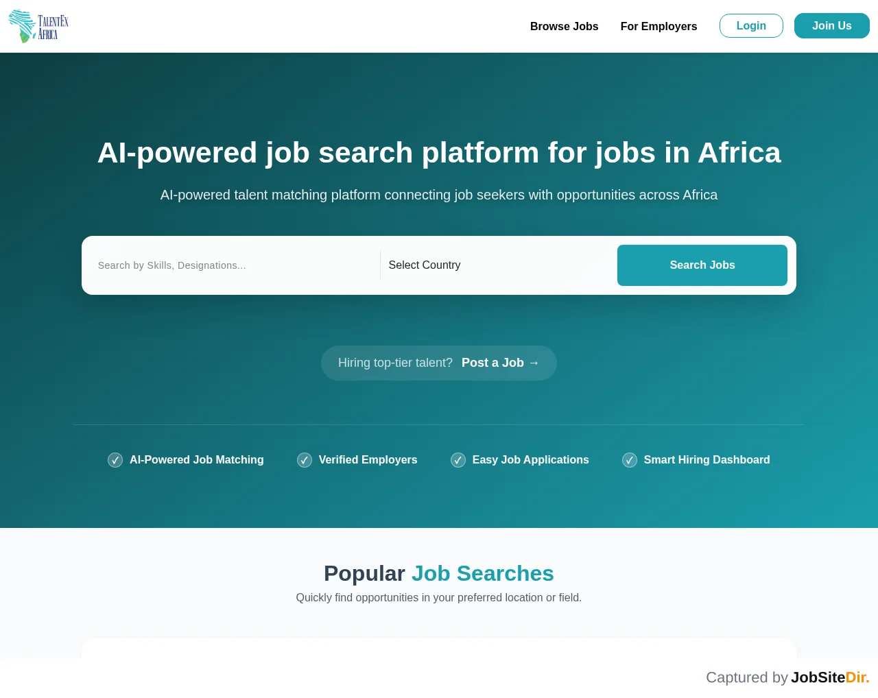 TalentEx Africa website screenshot