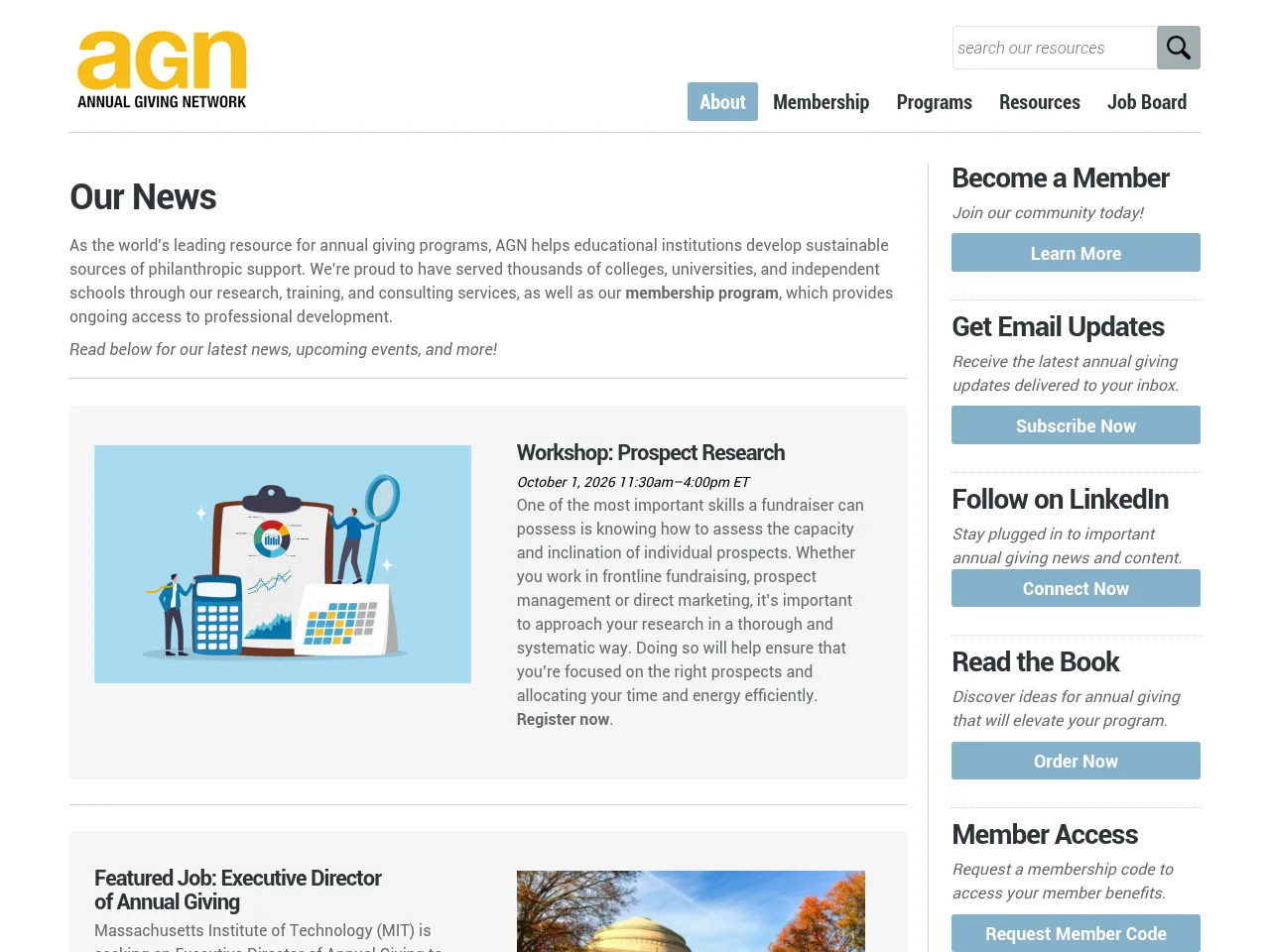 Annual Giving Network screenshot Annual Giving Network website screenshot