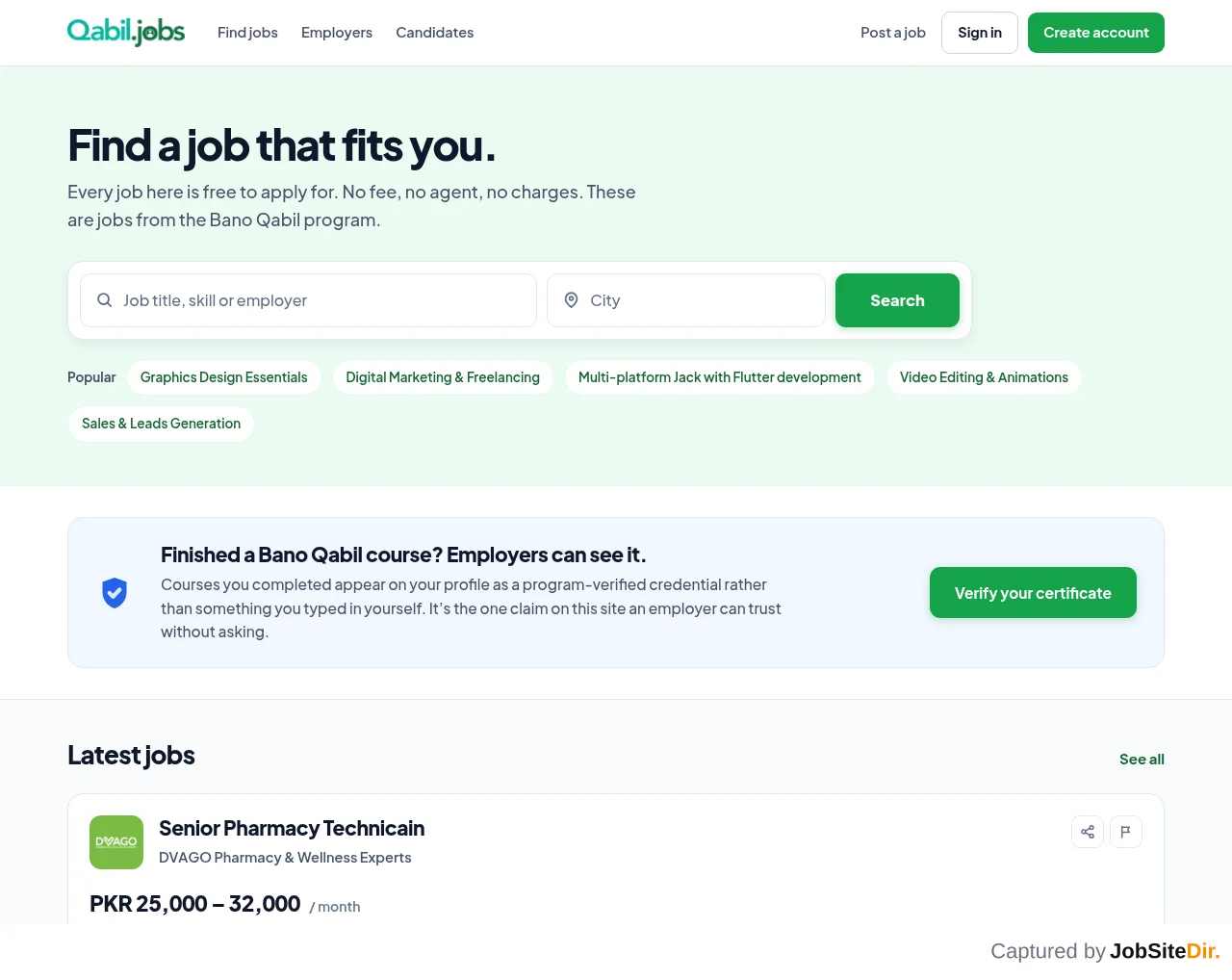 Bano Qabil Jobs website screenshot