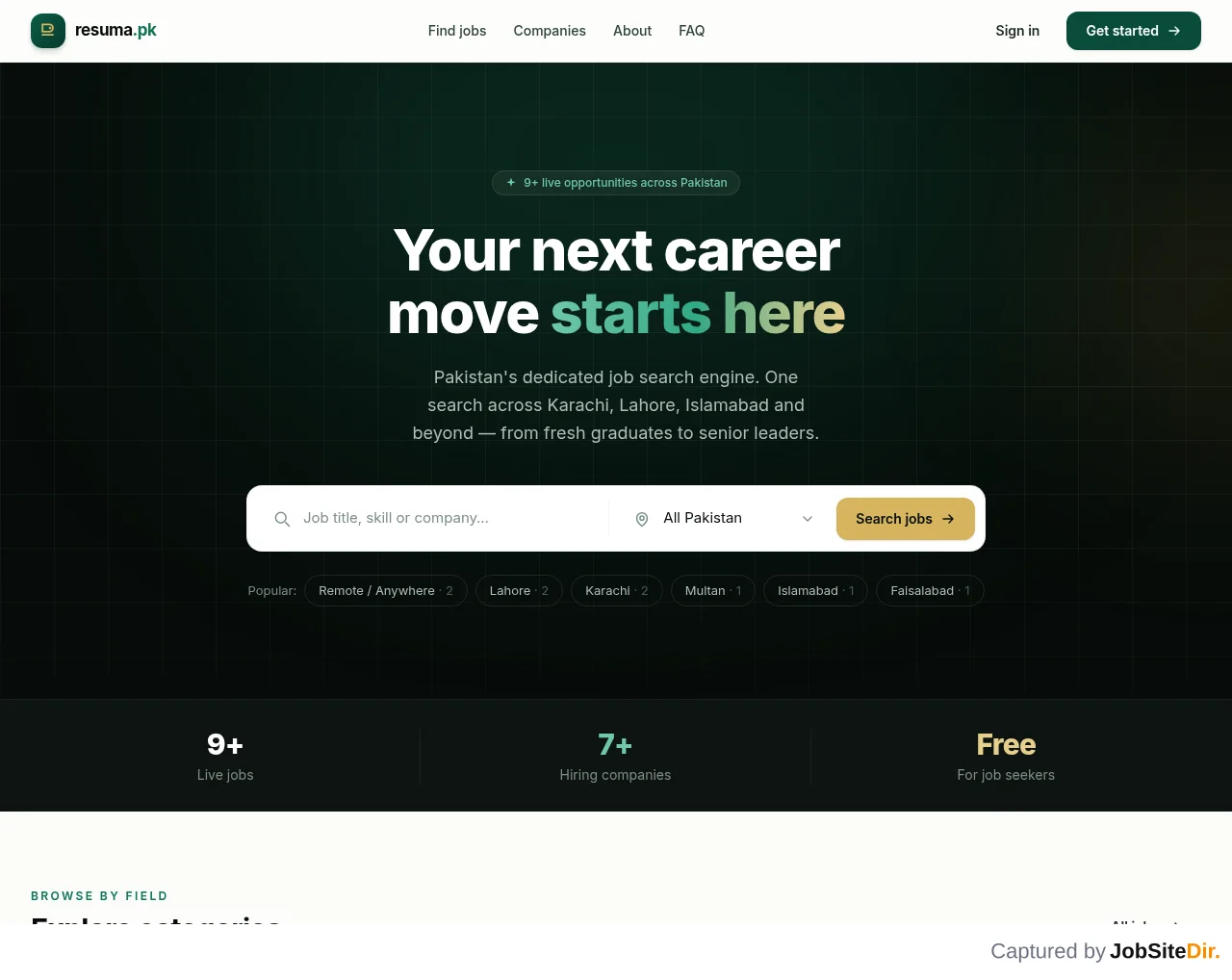 Resuma website screenshot