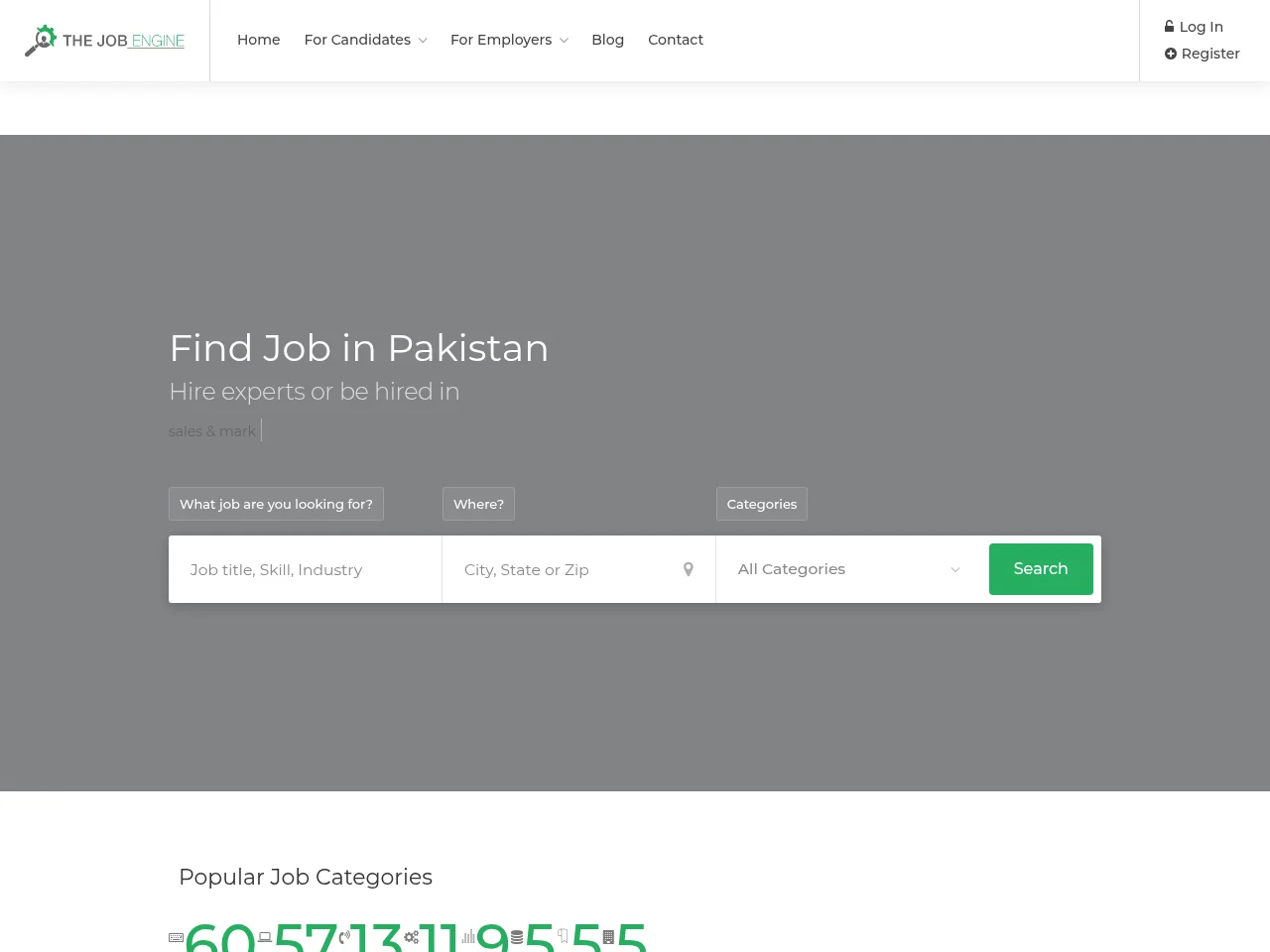 The Job Engine website screenshot