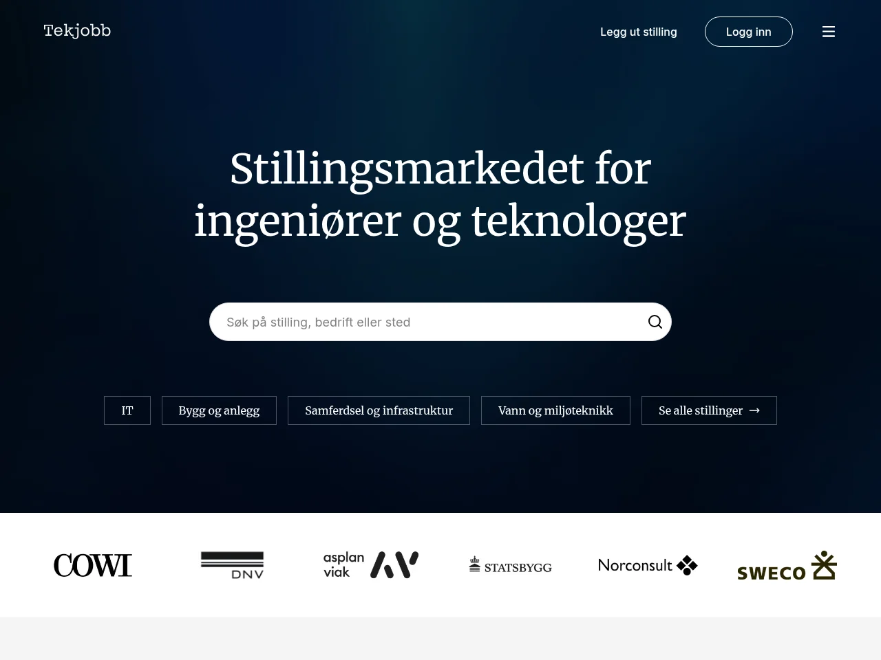 Tekjobb website screenshot