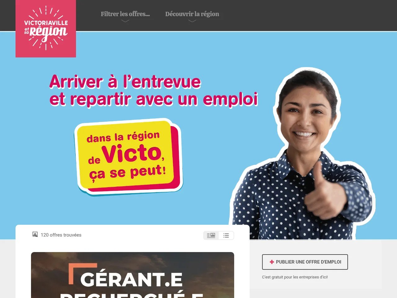 Emploi Région Victoriaville screenshot Emploi Région Victoriaville website screenshot